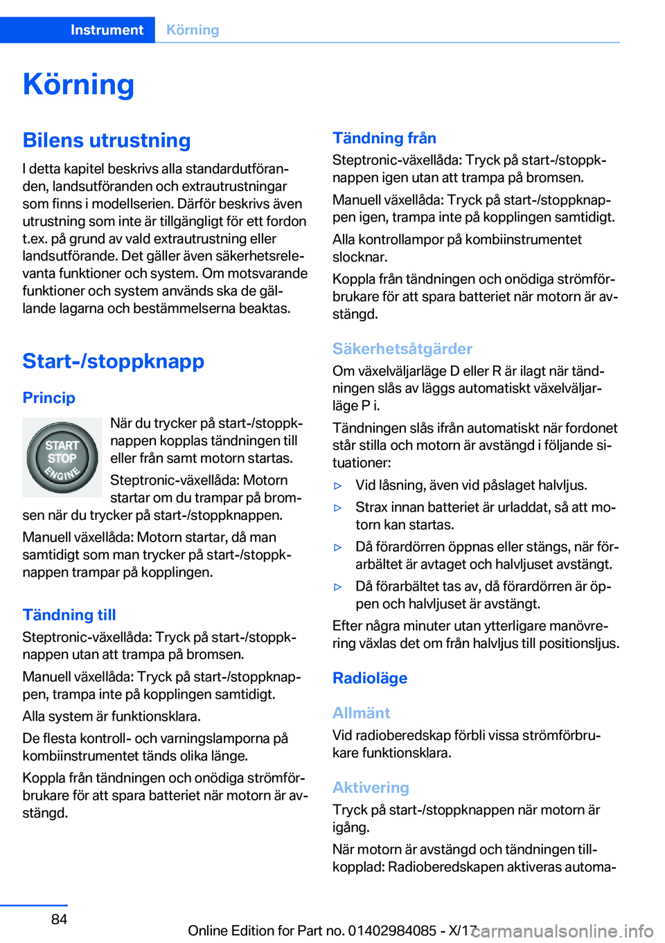 BMW 3 SERIES 2018  InstruktionsbÖcker (in Swedish) �K�