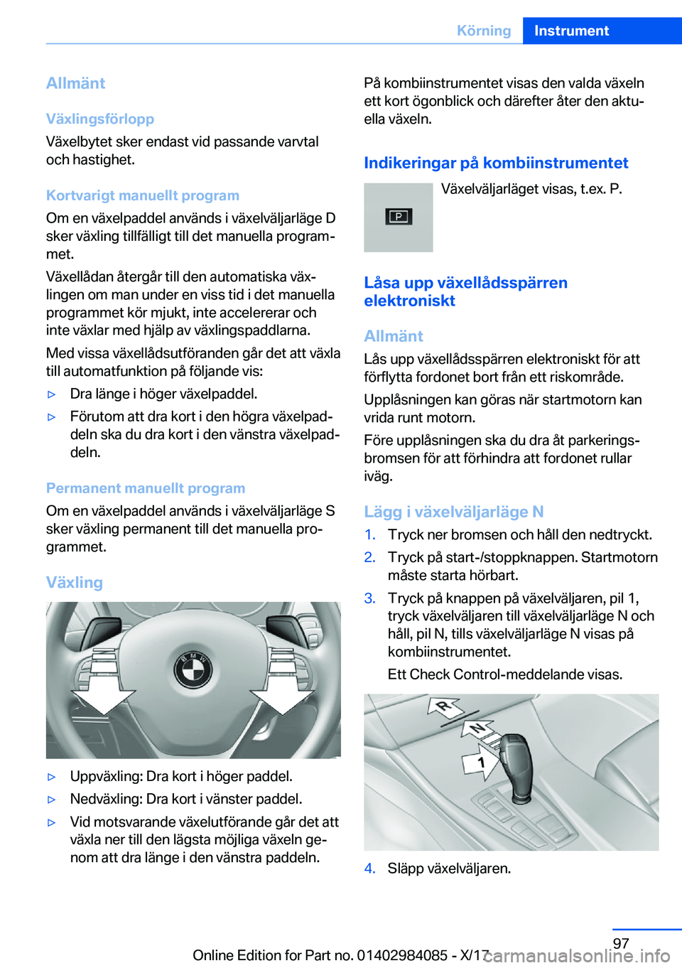 BMW 3 SERIES 2018  InstruktionsbÖcker (in Swedish) �A�l�l�m�ä�n�t
�V�ä�x�l�i�n�g�s�f�