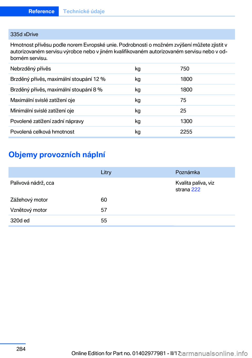 BMW 3 SERIES 2017  Návod na použití (in Czech) �3�3�5�d� �x�D�r�i�v�e�H�m�o�t�n�o�s�t� �p �