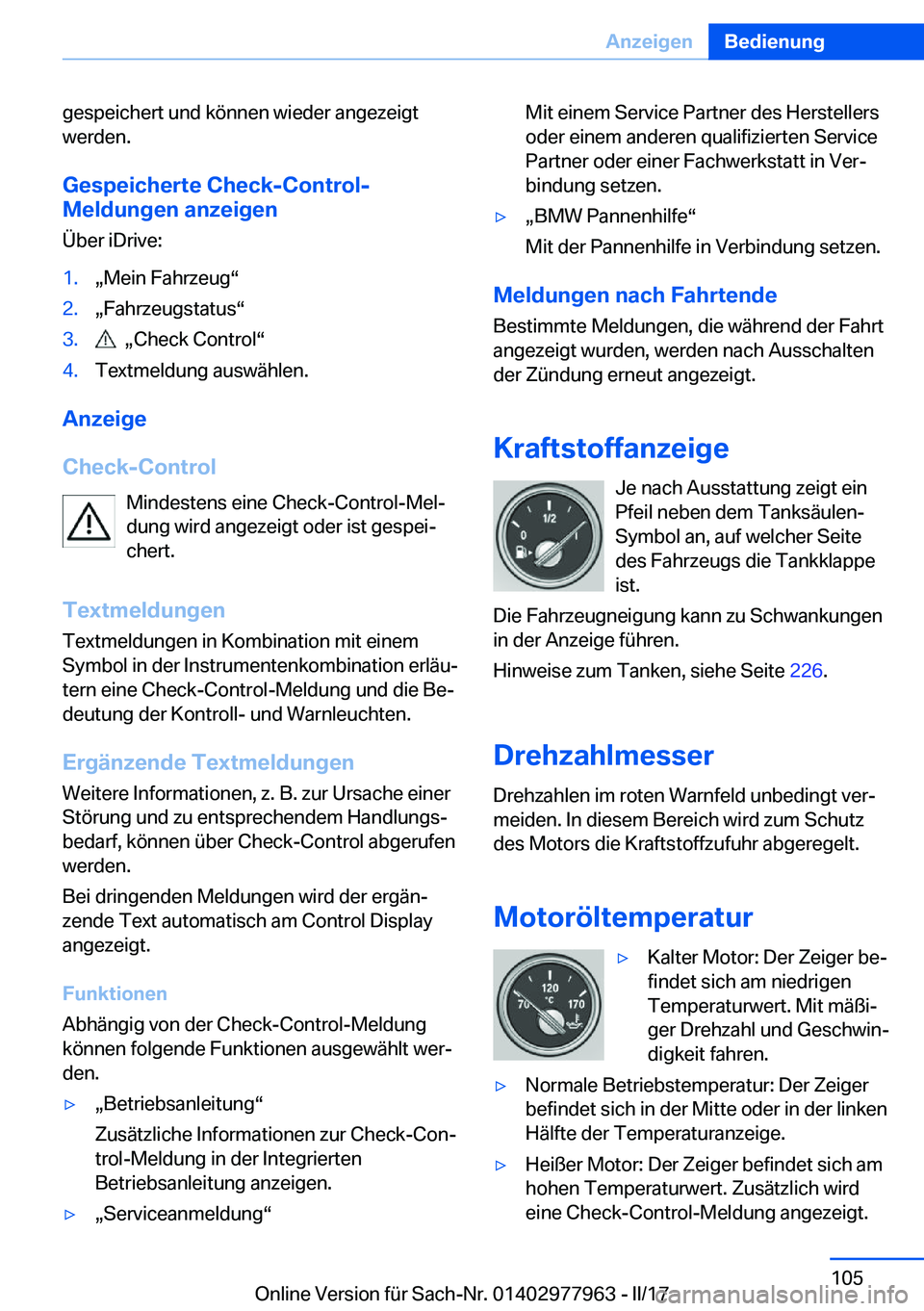 BMW 3 SERIES 2017  Betriebsanleitungen (in German) �g�e�s�p�e�i�c�h�e�r�t� �u�n�d� �k�