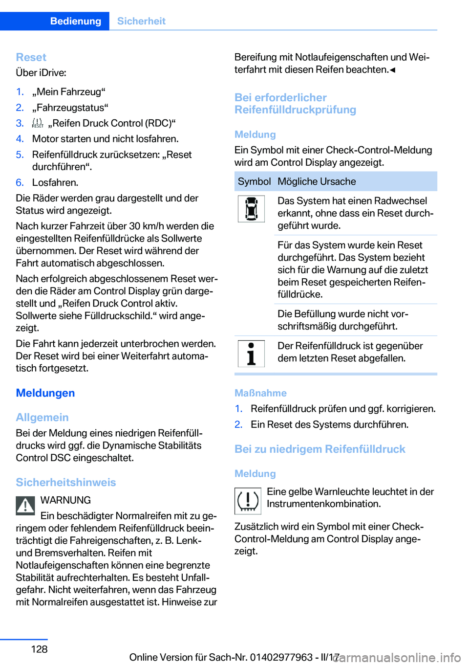 BMW 3 SERIES 2017  Betriebsanleitungen (in German) �R�e�s�e�t�