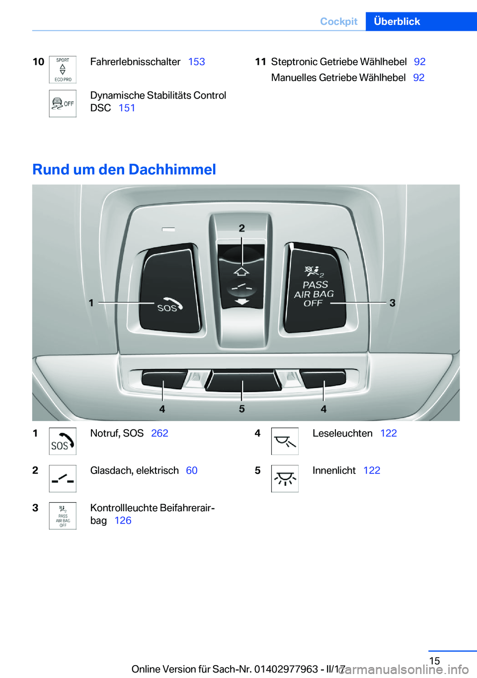 BMW 3 SERIES 2017  Betriebsanleitungen (in German) �1�0�F�a�h�r�e�r�l�e�b�n�i�s�s�c�h�a�l�t�e�r\_�1�5�3�D�y�n�a�m�i�s�c�h�e� �S�t�a�b�i�l�i�t�