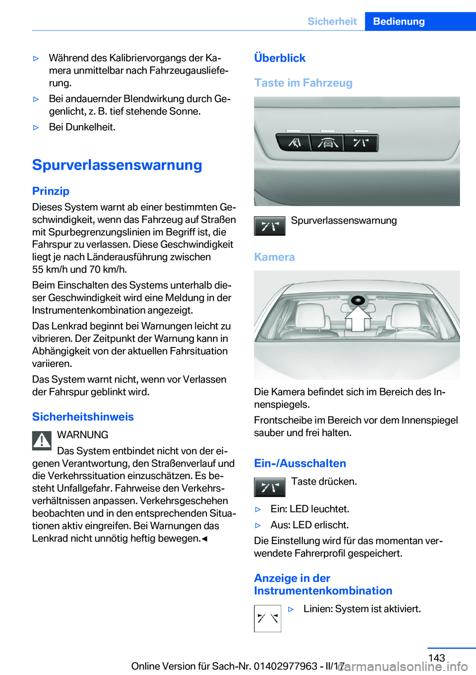BMW 3 SERIES 2017  Betriebsanleitungen (in German) y�W�