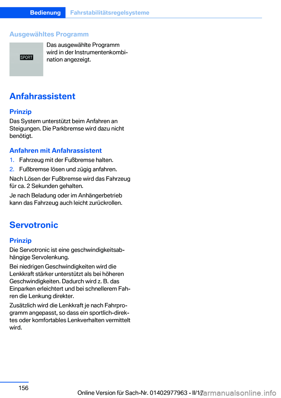 BMW 3 SERIES 2017  Betriebsanleitungen (in German) �A�u�s�g�e�w�