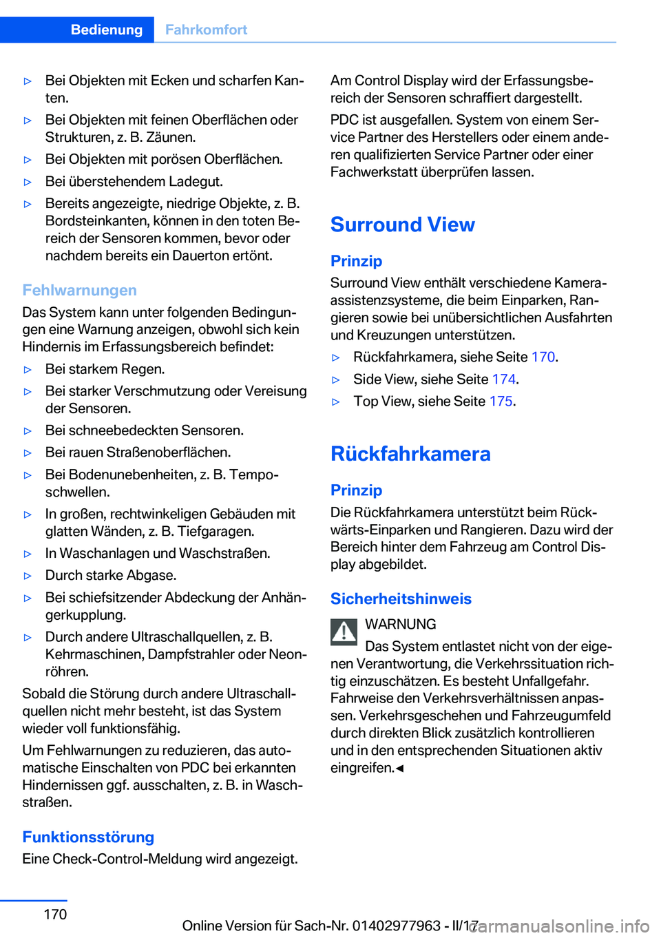 BMW 3 SERIES 2017  Betriebsanleitungen (in German) y�B�e�i� �O�b�j�e�k�t�e�n� �m�i�t� �E�c�k�e�n� �u�n�d� �s�c�h�a�r�f�e�n� �K�a�nj
�t�e�n�.y�B�e�i� �O�b�j�e�k�t�e�n� �m�i�t� �f�e�i�n�e�n� �O�b�e�r�f�l�
