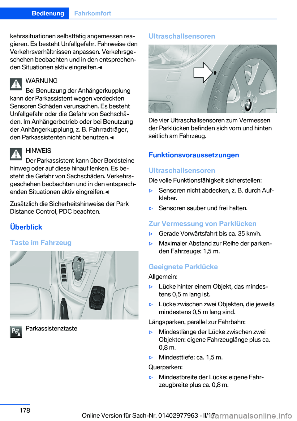 BMW 3 SERIES 2017  Betriebsanleitungen (in German) �k�e�h�r�s�s�i�t�u�a�t�i�o�n�e�n� �s�e�l�b�s�t�t�