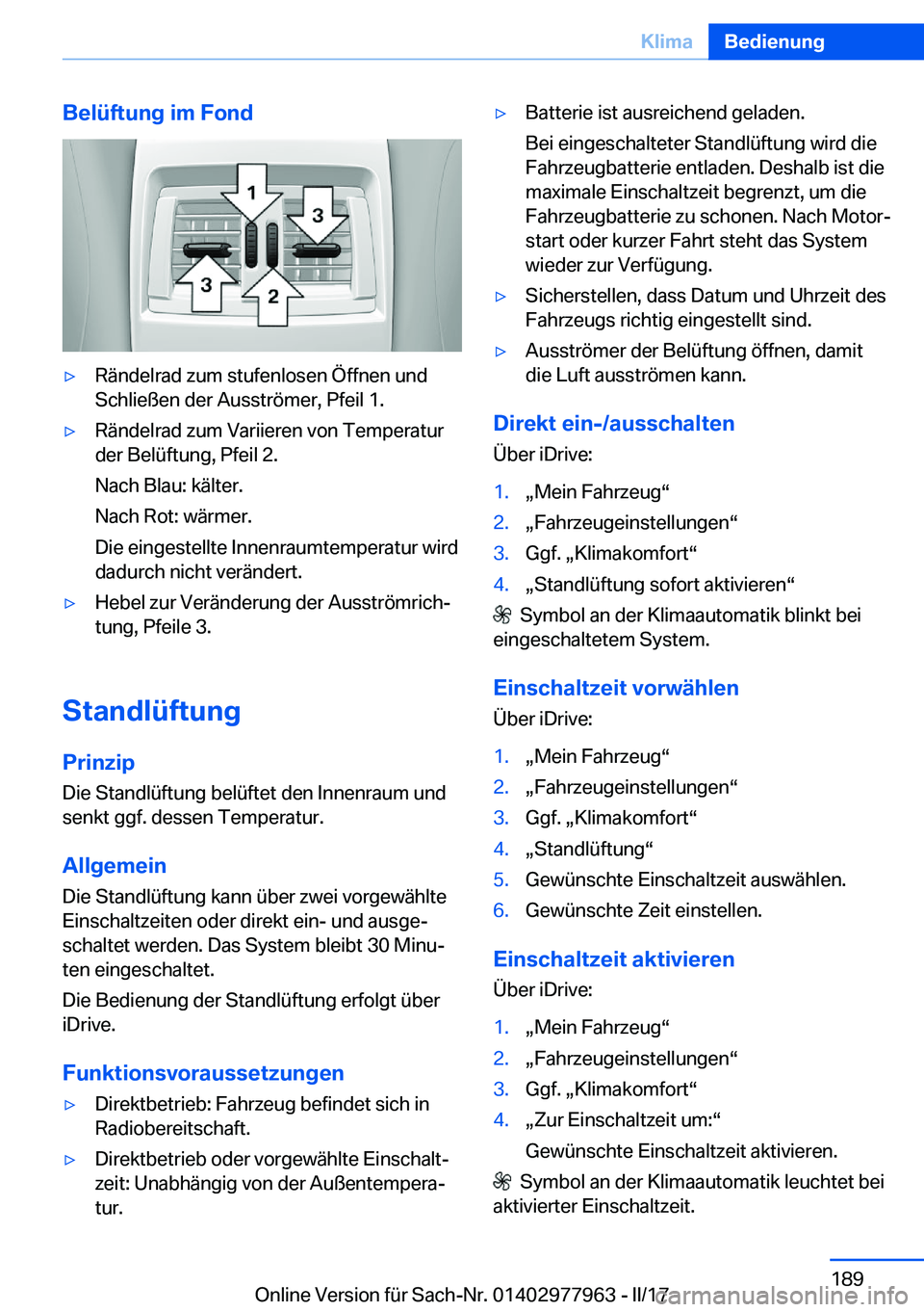 BMW 3 SERIES 2017  Betriebsanleitungen (in German) �B�e�l�