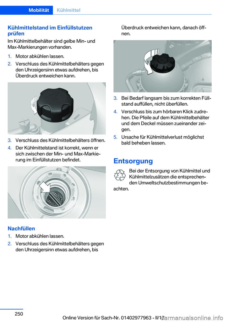 BMW 3 SERIES 2017  Betriebsanleitungen (in German) �K�