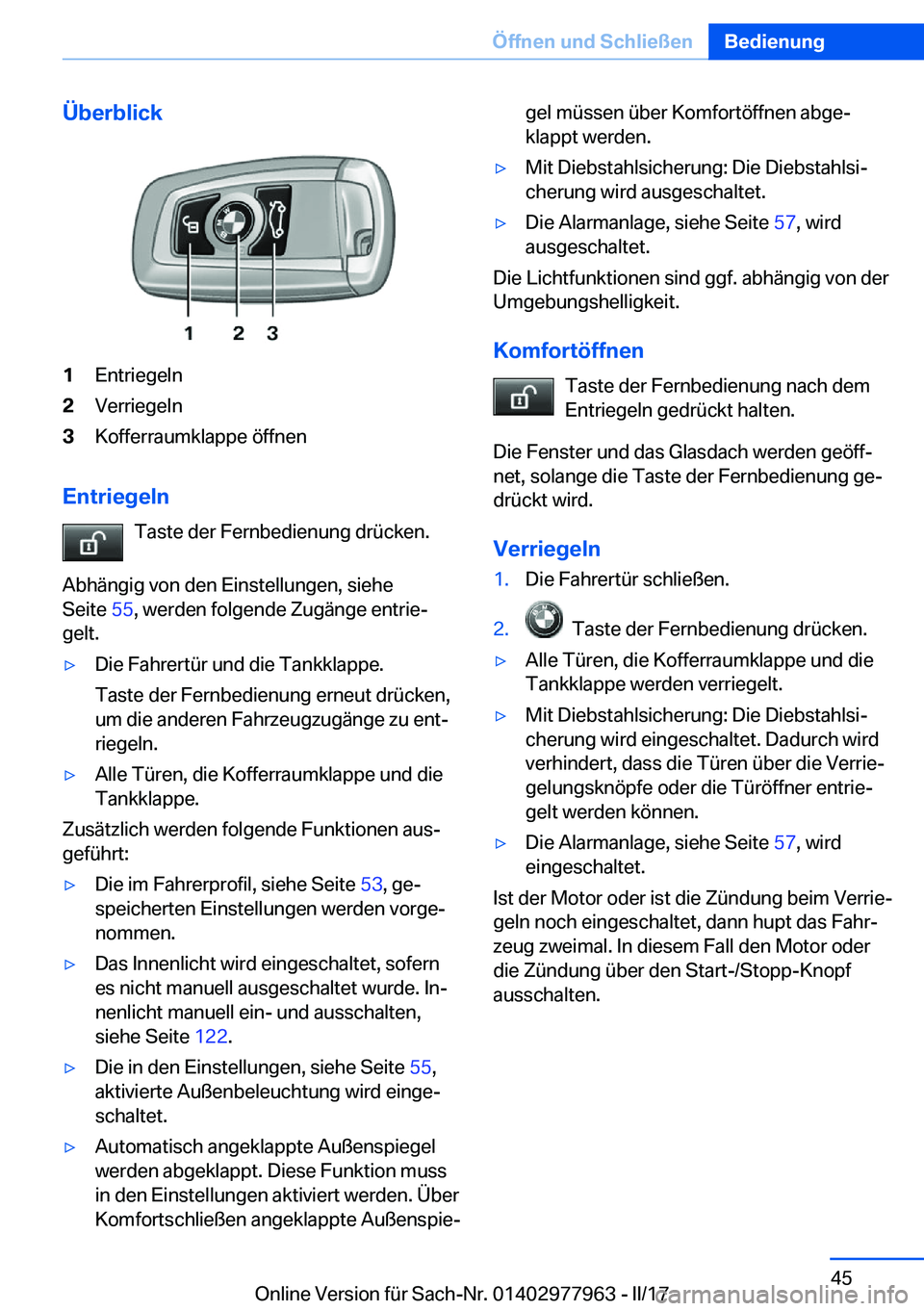 BMW 3 SERIES 2017  Betriebsanleitungen (in German) �