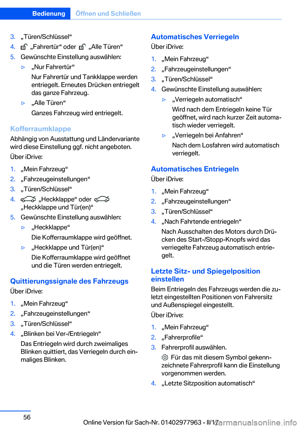BMW 3 SERIES 2017  Betriebsanleitungen (in German) �3�.x�T�