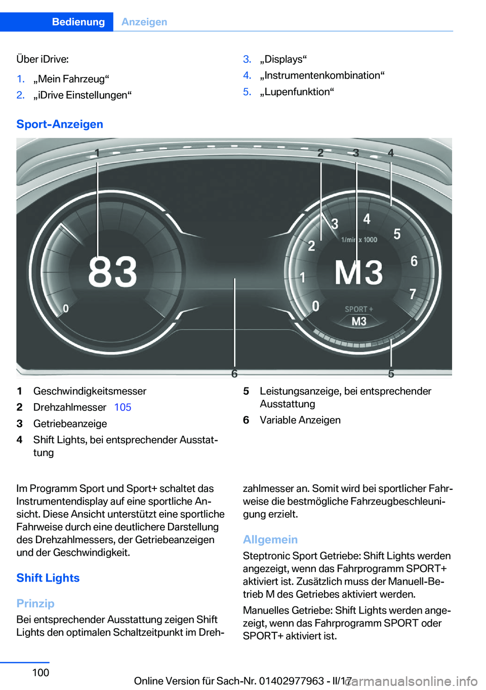 BMW 3 SERIES 2017  Betriebsanleitungen (in German) �