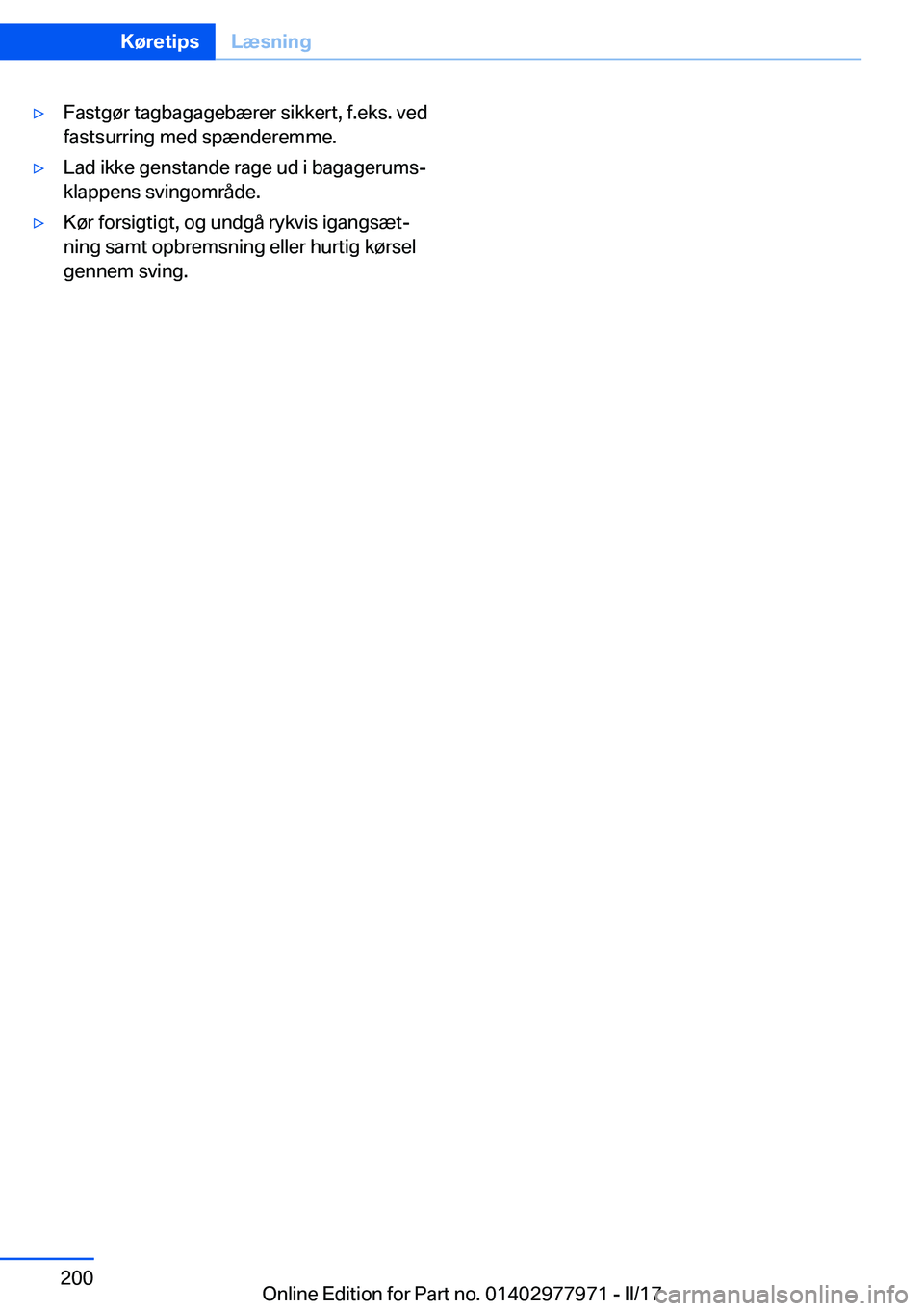 BMW 3 SERIES 2017  InstruktionsbØger (in Danish) 'y�F�a�s�t�g�