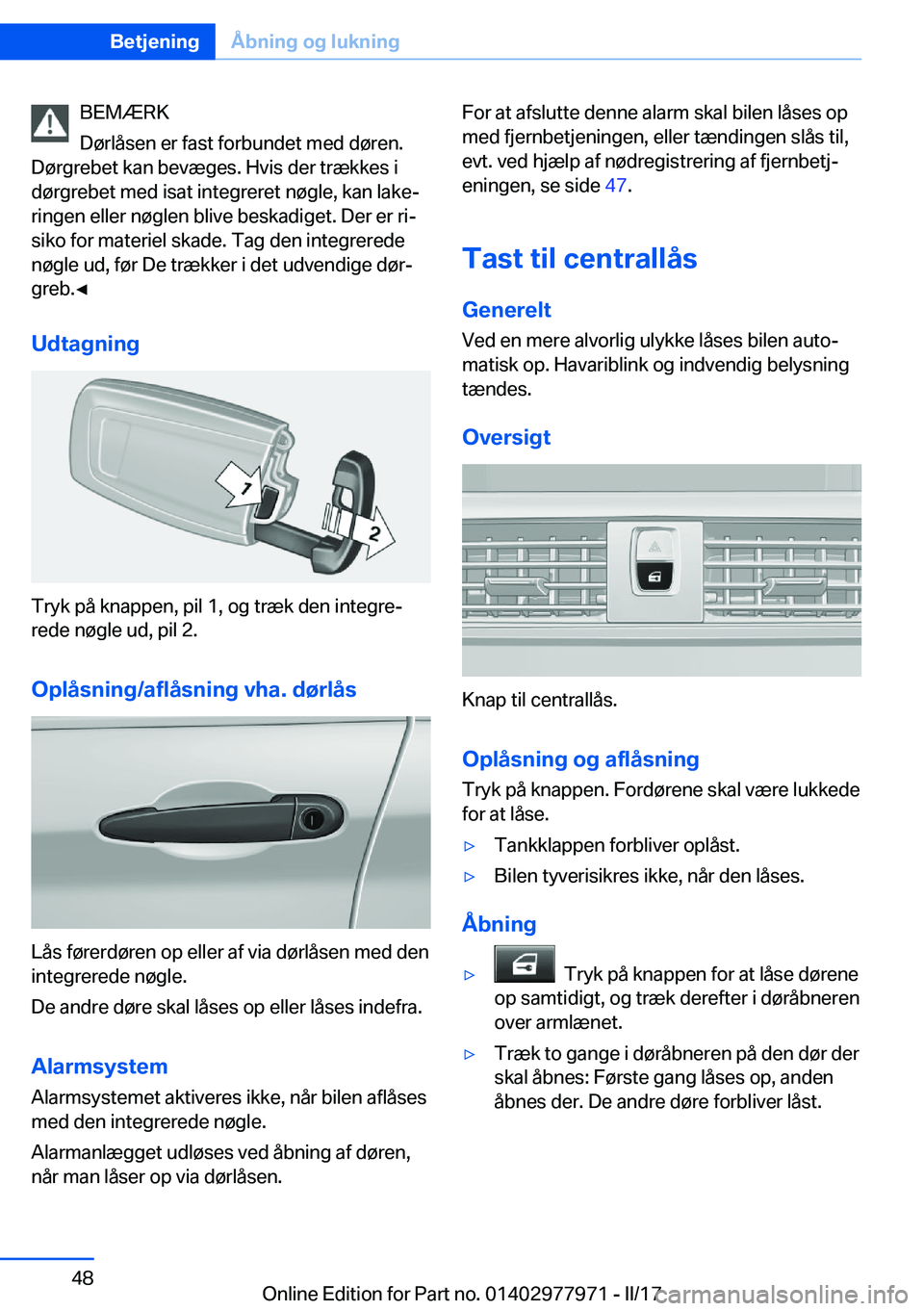 BMW 3 SERIES 2017  InstruktionsbØger (in Danish) �B�E�M�Æ�R�K
�D�
