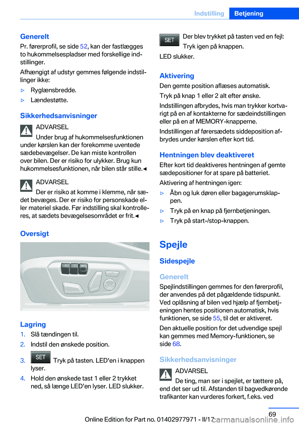 BMW 3 SERIES 2017  InstruktionsbØger (in Danish) �G�e�n�e�r�e�l�t�P�r�.� �f�