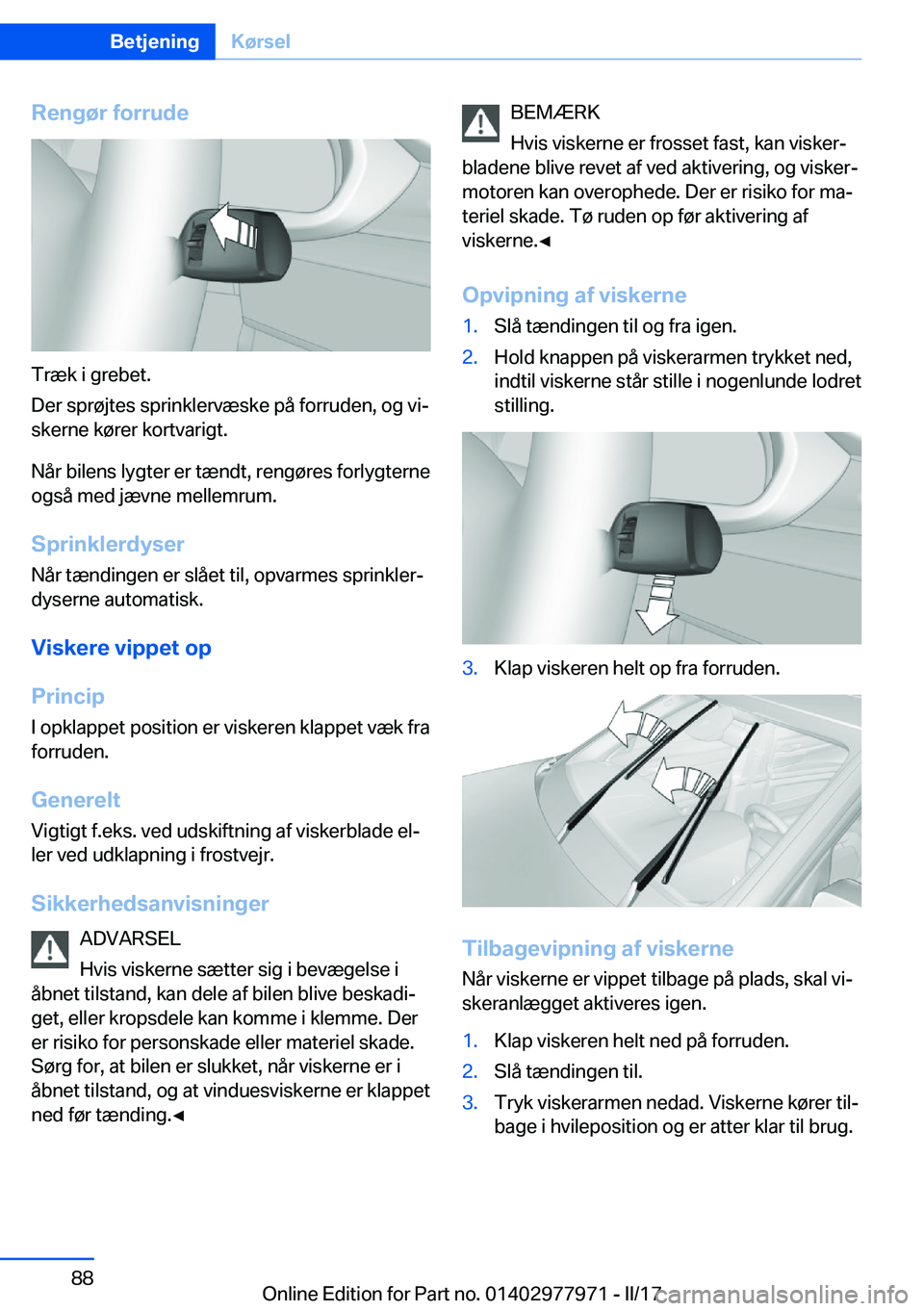 BMW 3 SERIES 2017  InstruktionsbØger (in Danish) �R�e�n�g�