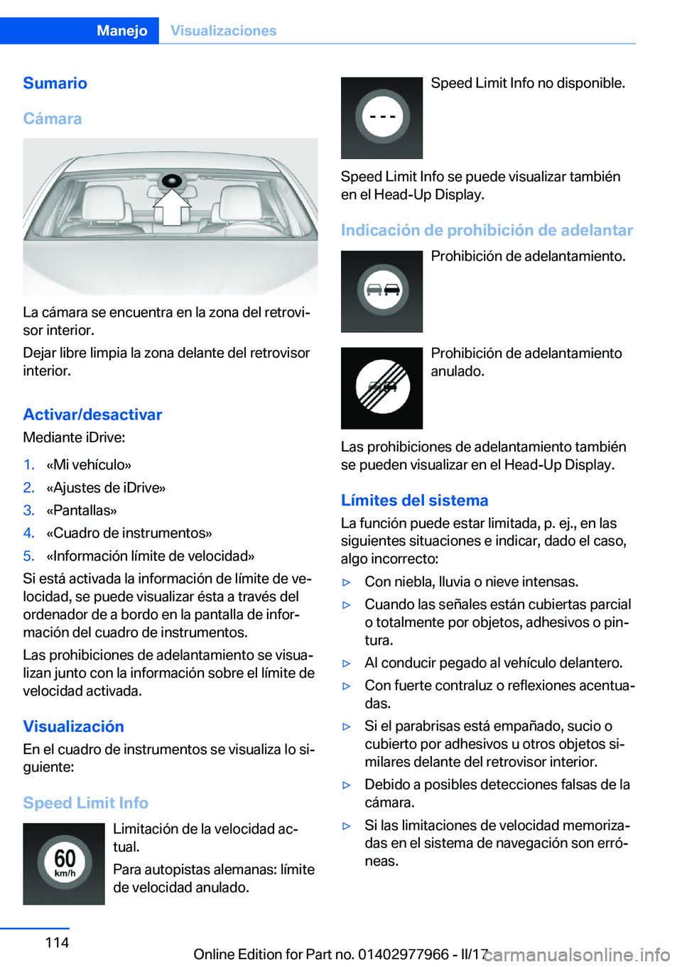 BMW 3 SERIES 2017  Manuales de Empleo (in Spanish) �S�u�m�a�r�i�o
�C�