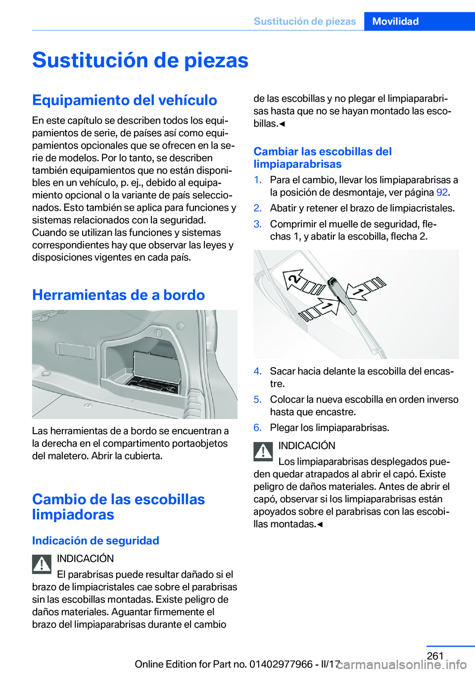 BMW 3 SERIES 2017  Manuales de Empleo (in Spanish) �S�u�s�t�i�t�u�c�i�
