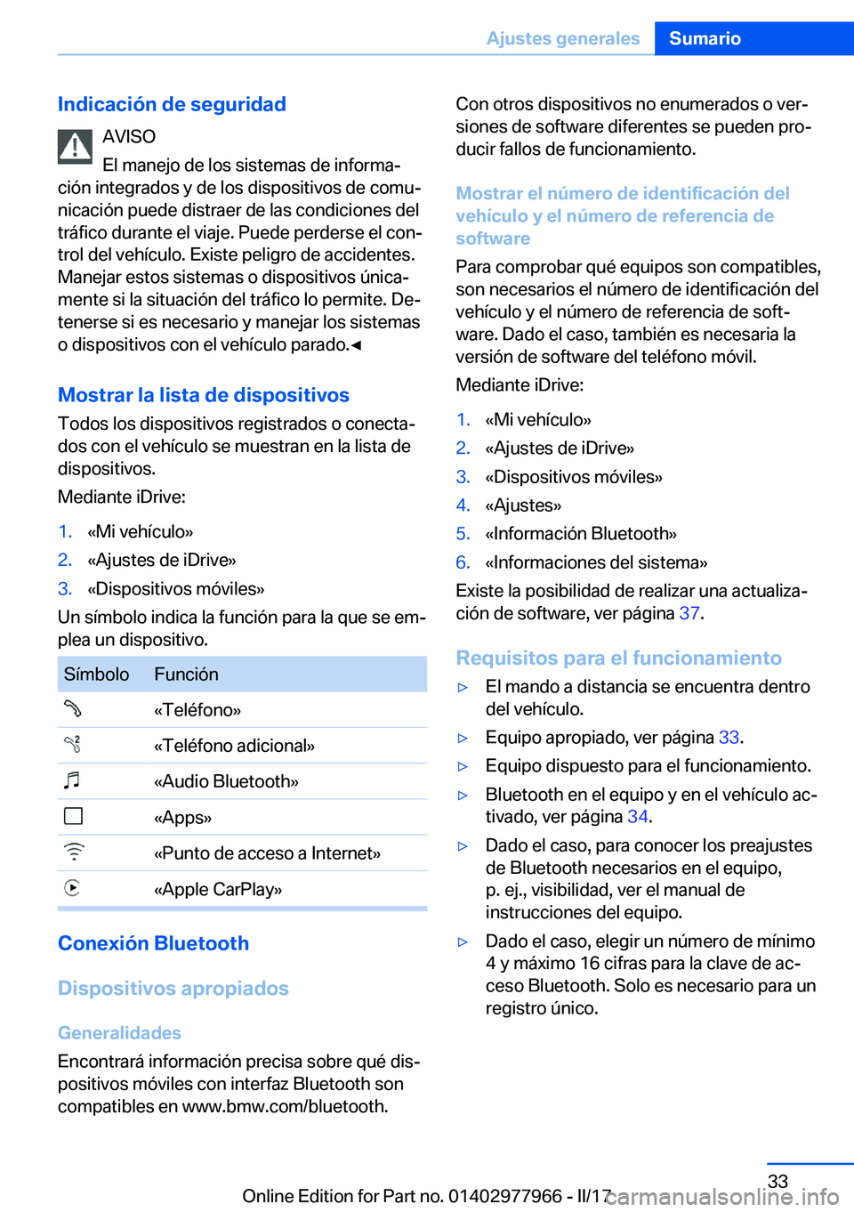 BMW 3 SERIES 2017  Manuales de Empleo (in Spanish) �I�n�d�i�c�a�c�i�