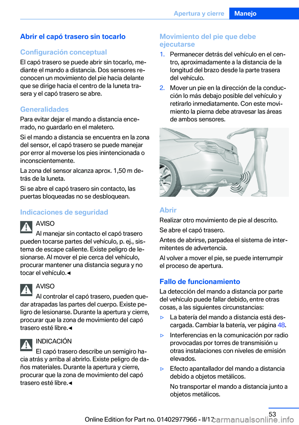 BMW 3 SERIES 2017  Manuales de Empleo (in Spanish) �A�b�r�i�r��e�l��c�a�p�