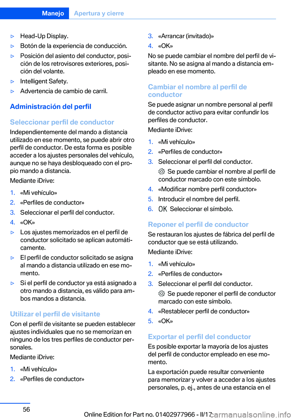 BMW 3 SERIES 2017  Manuales de Empleo (in Spanish) y�H�e�a�d�-�U�p� �D�i�s�p�l�a�y�.y�B�o�t�