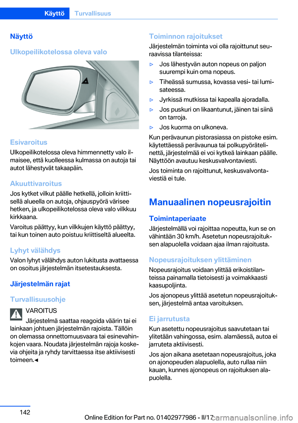 BMW 3 SERIES 2017  Omistajan Käsikirja (in Finnish) �N�