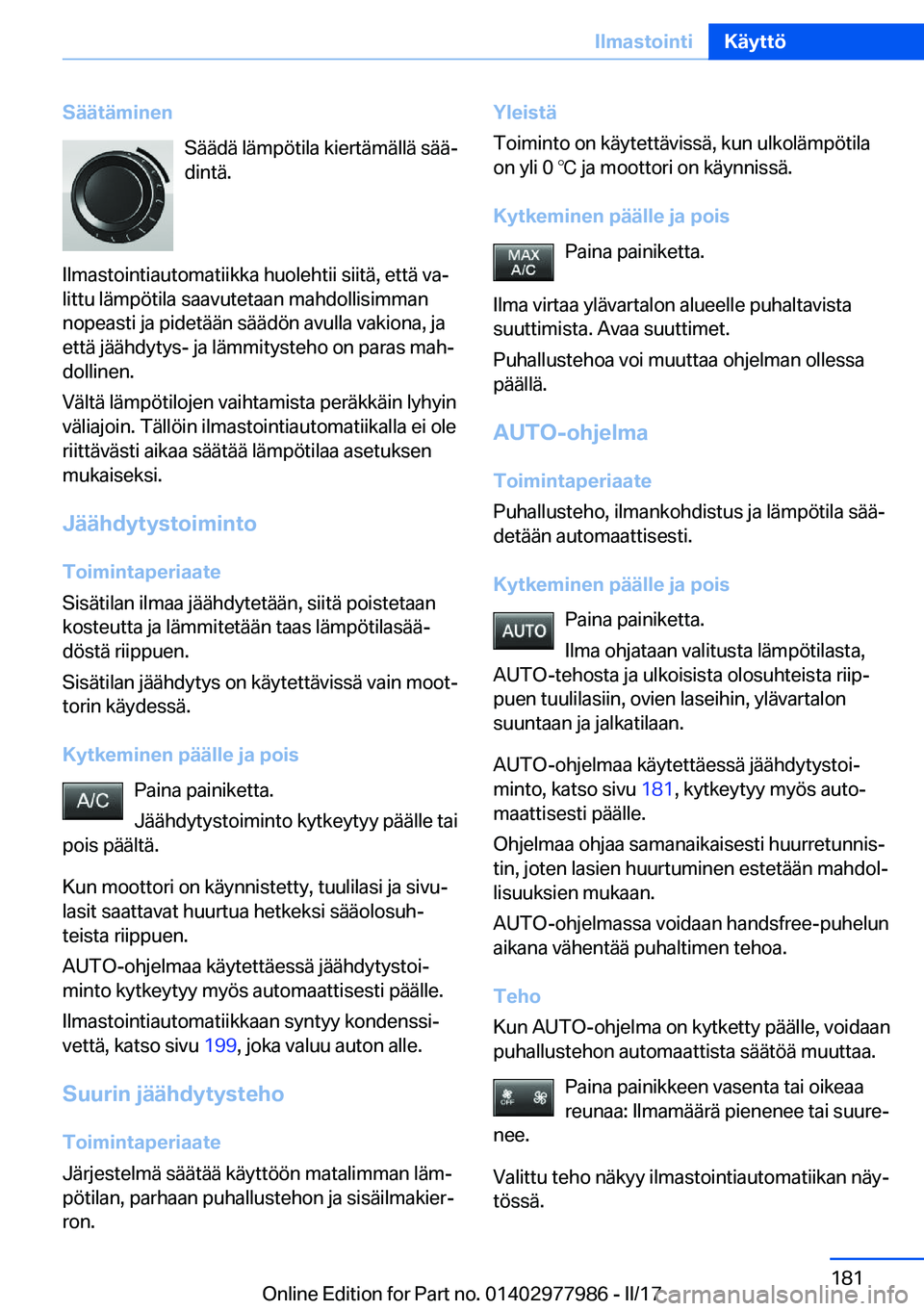 BMW 3 SERIES 2017  Omistajan Käsikirja (in Finnish) �S�