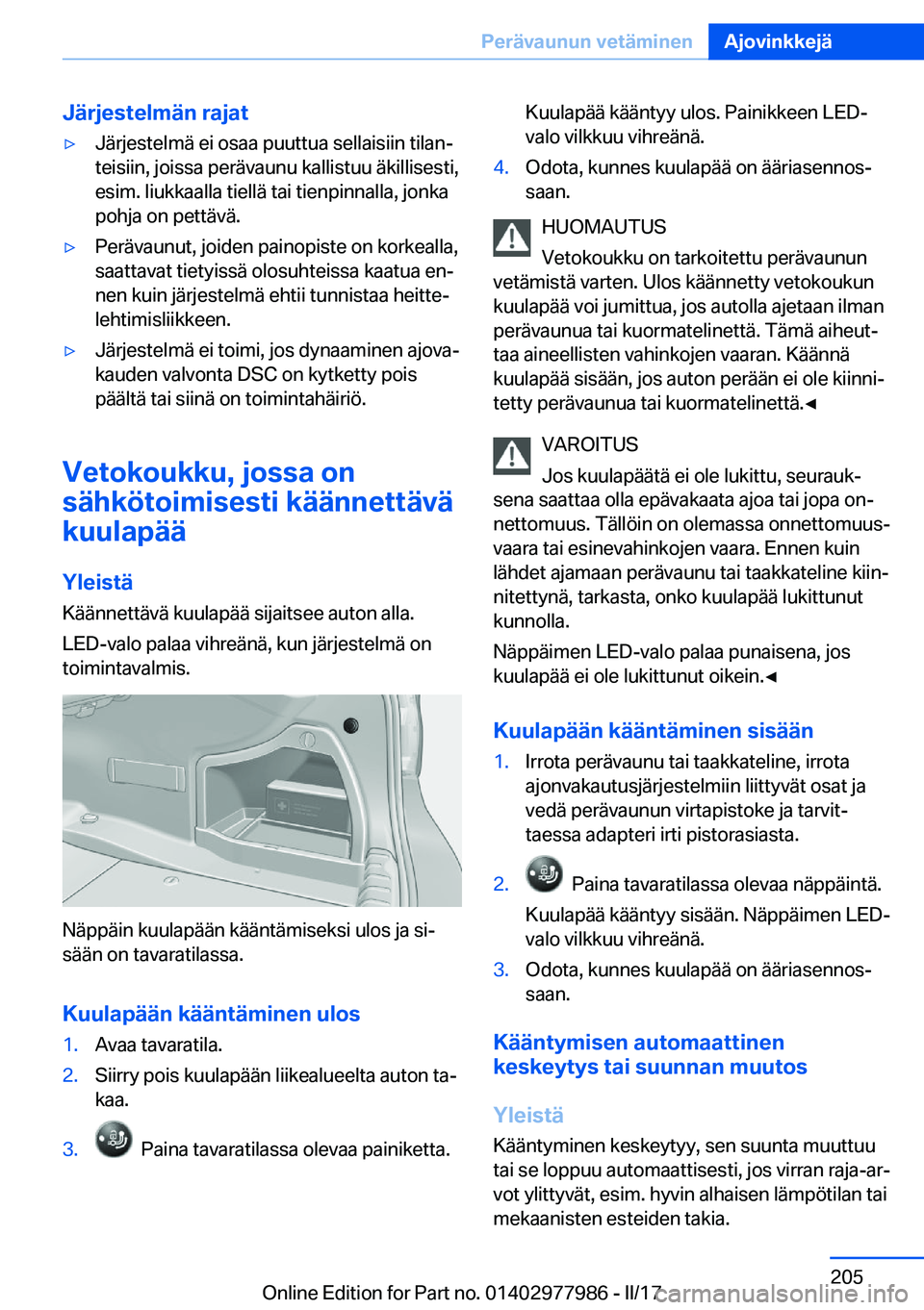 BMW 3 SERIES 2017  Omistajan Käsikirja (in Finnish) �J�