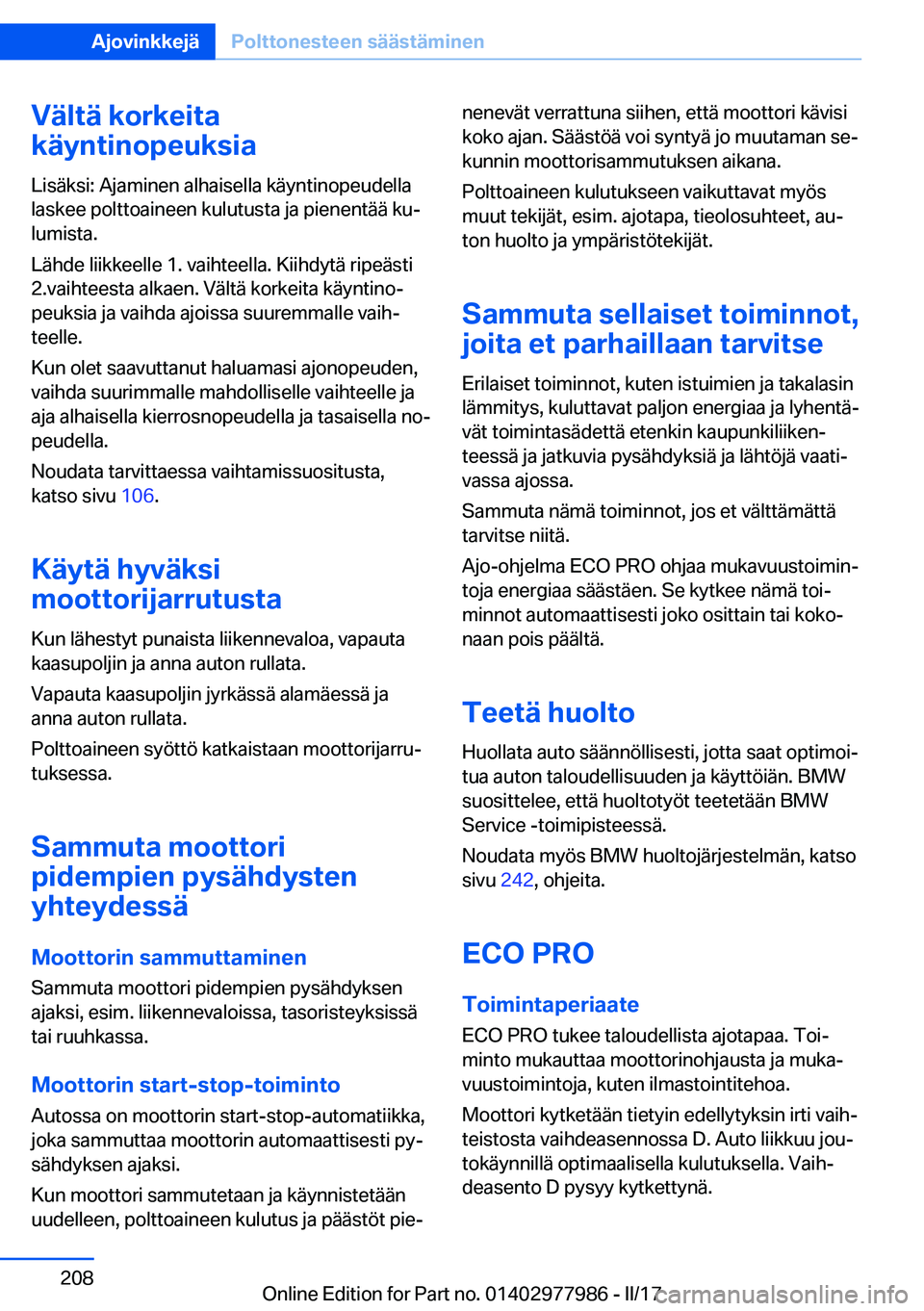 BMW 3 SERIES 2017  Omistajan Käsikirja (in Finnish) �V�