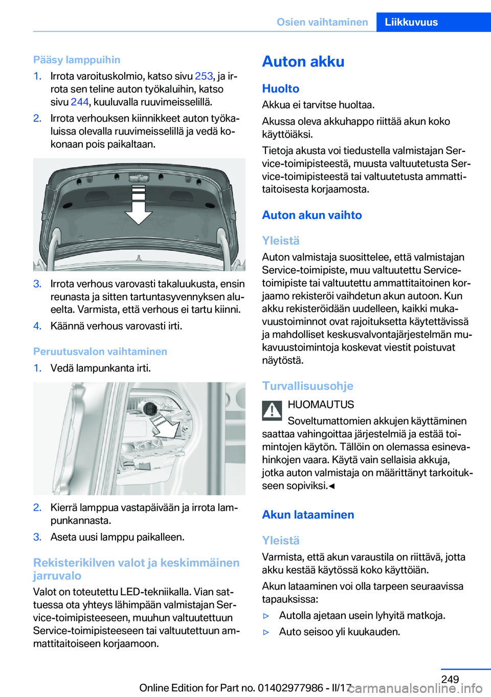 BMW 3 SERIES 2017  Omistajan Käsikirja (in Finnish) �P�