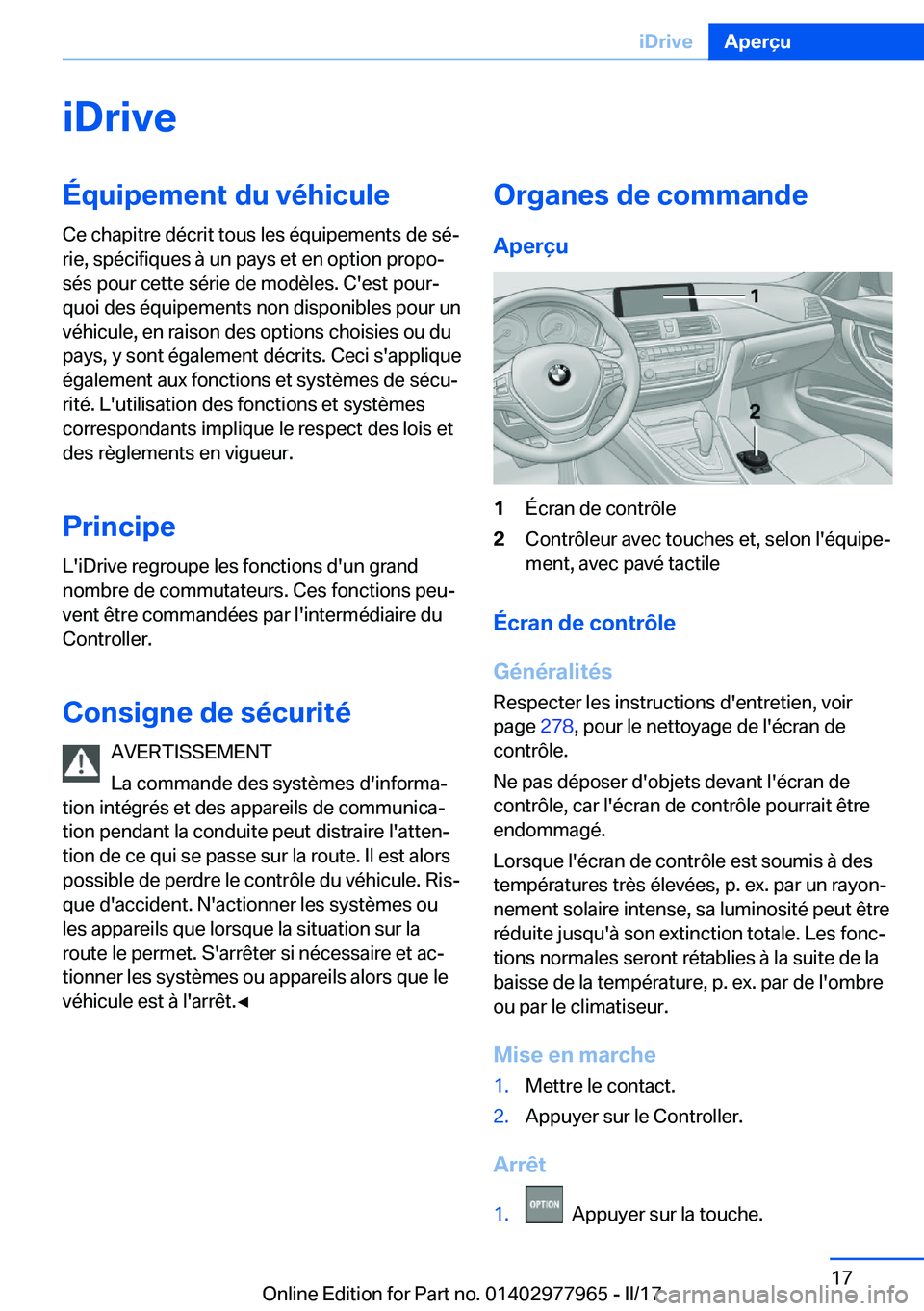 BMW 3 SERIES 2017  Notices Demploi (in French) �i�D�r�i�v�e�