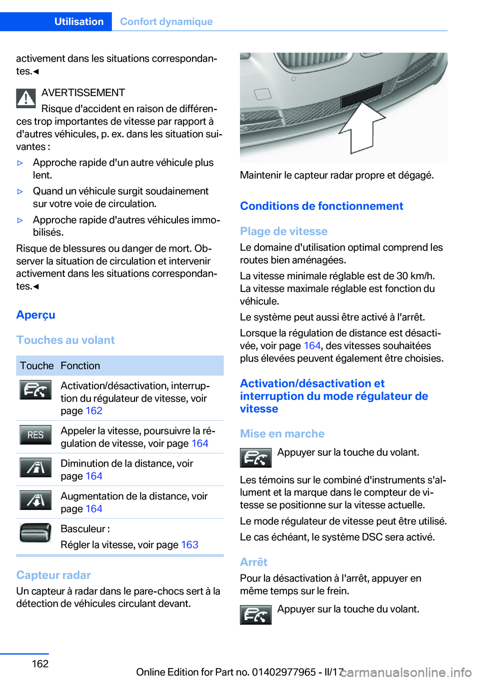 BMW 3 SERIES 2017  Notices Demploi (in French) �a�c�t�i�v�e�m�e�n�t� �d�a�n�s� �l�e�s� �s�i�t�u�a�t�i�o�n�s� �c�o�r�r�e�s�p�o�n�d�a�nj�t�e�s�.'