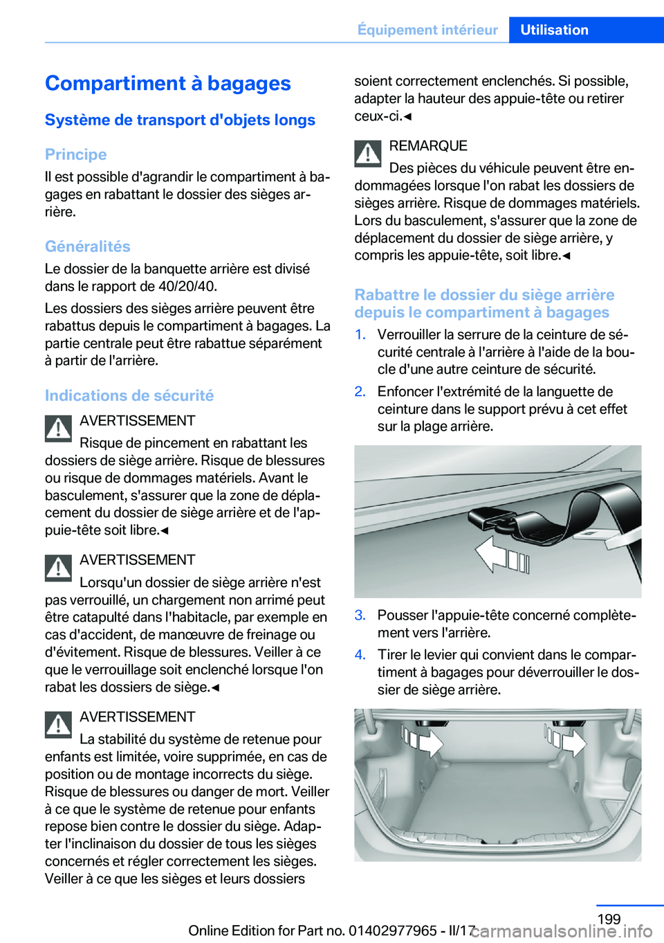 BMW 3 SERIES 2017  Notices Demploi (in French) �C�o�m�p�a�r�t�i�m�e�n�t��