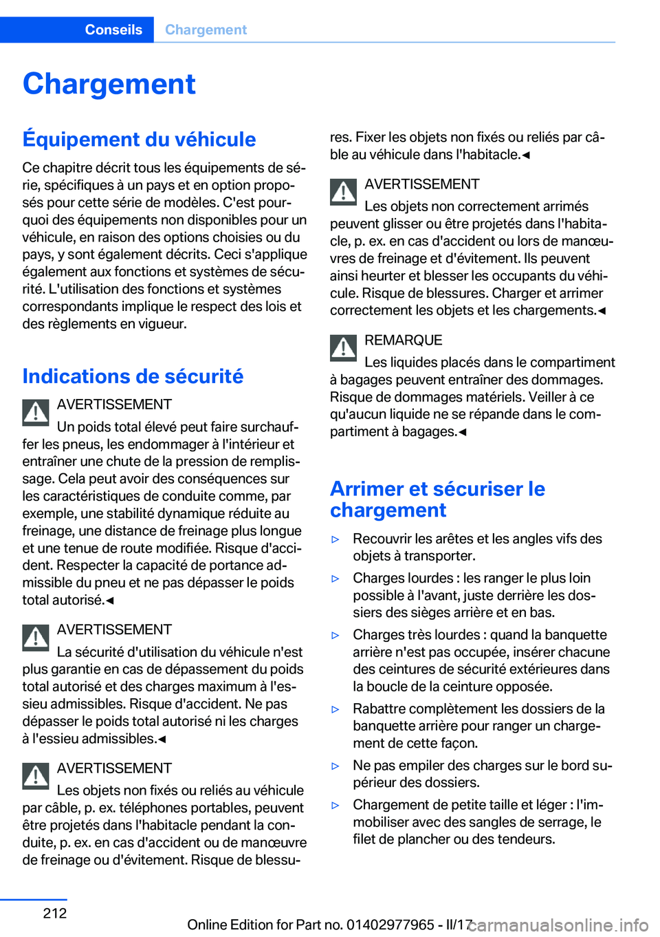 BMW 3 SERIES 2017  Notices Demploi (in French) �C�h�a�r�g�e�m�e�n�t�