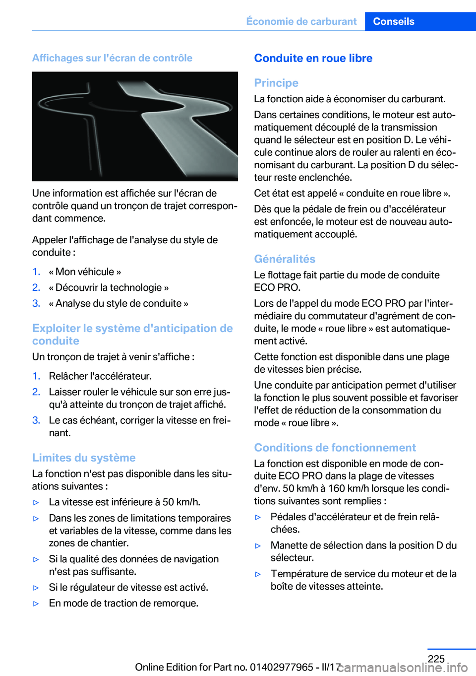 BMW 3 SERIES 2017  Notices Demploi (in French) �A�f�f�i�c�h�a�g�e�s��s�u�r��l�'�é�c�r�a�n��d�e��c�o�n�t�r�
