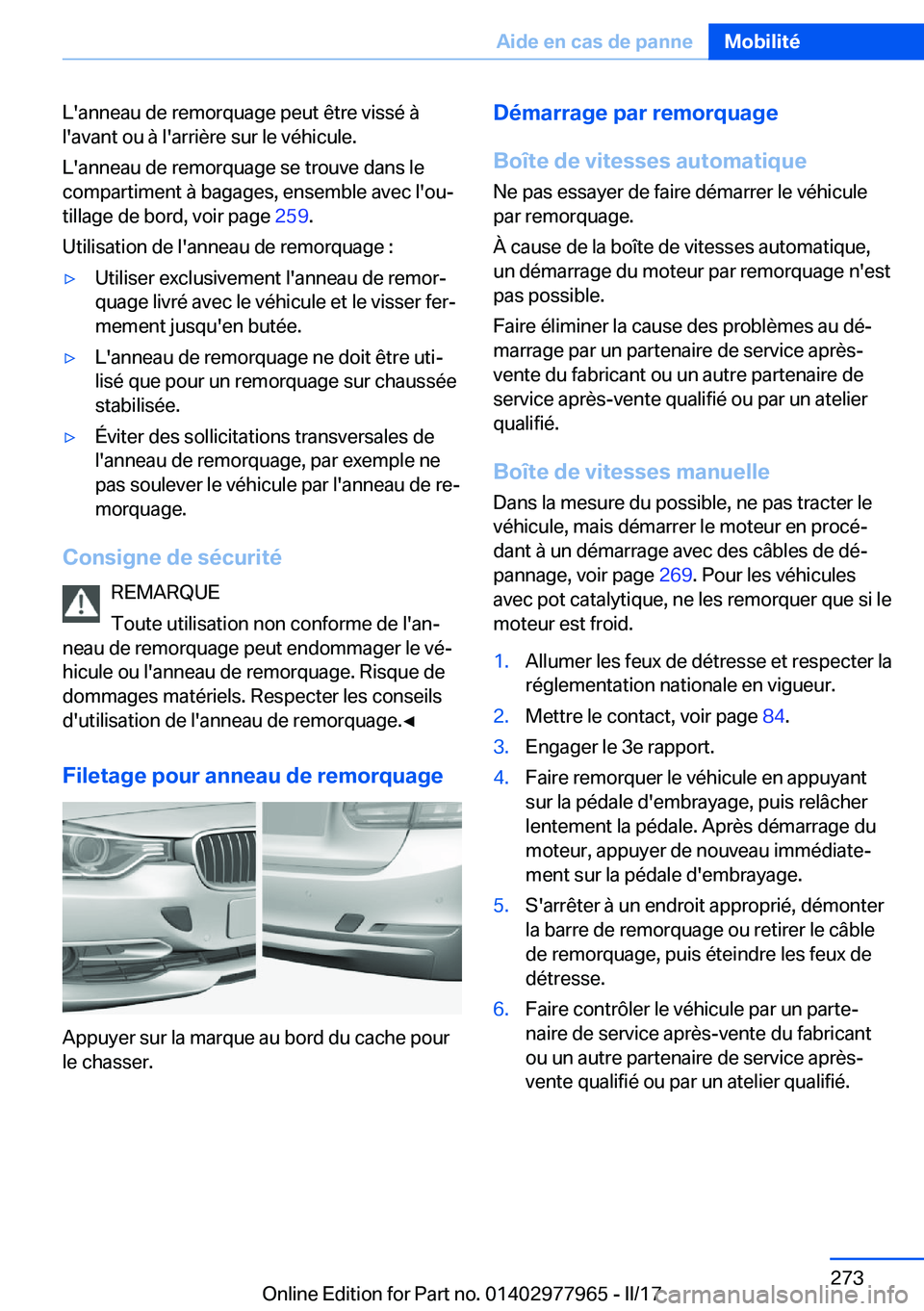 BMW 3 SERIES 2017  Notices Demploi (in French) �L�'�a�n�n�e�a�u� �d�e� �r�e�m�o�r�q�u�a�g�e� �p�e�u�t� �ê�t�r�e� �v�i�s�s�é� �
