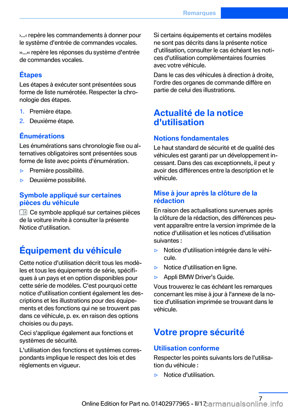 BMW 3 SERIES 2017  Notices Demploi (in French) 