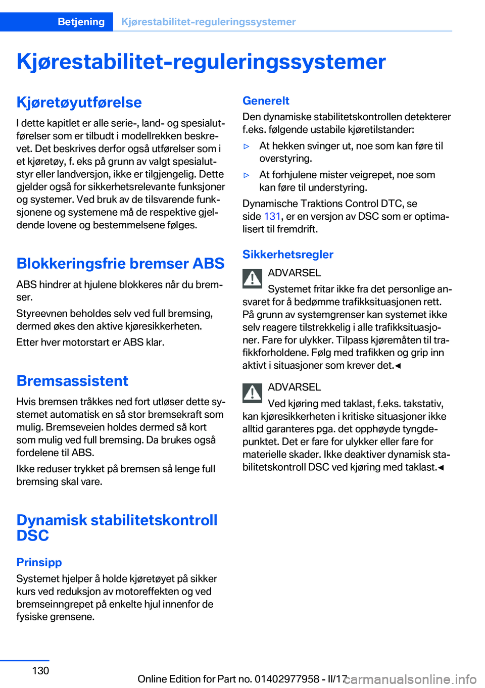 BMW 3 SERIES 2017  InstruksjonsbØker (in Norwegian) �K�j�