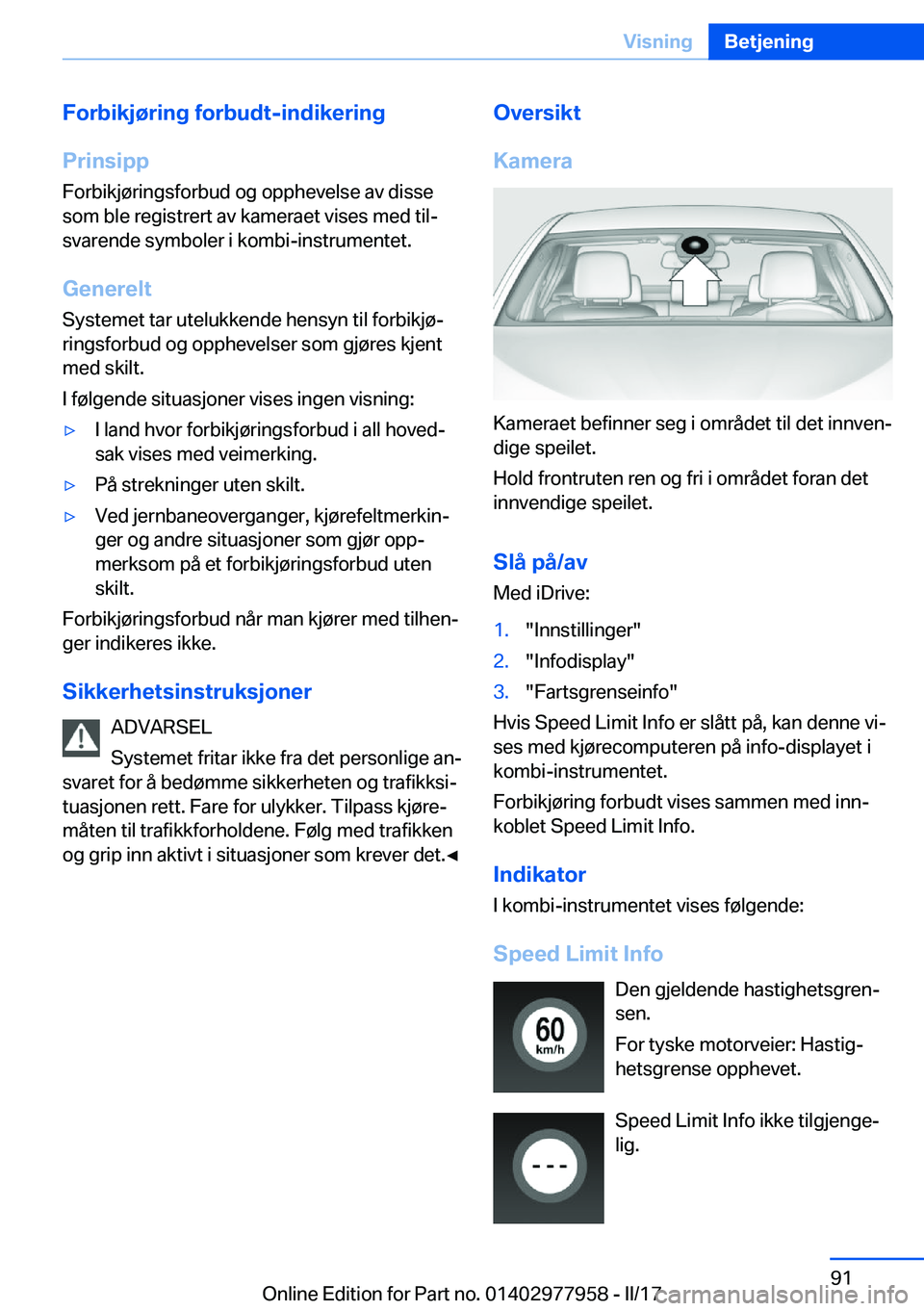 BMW 3 SERIES 2017  InstruksjonsbØker (in Norwegian) �F�o�r�b�i�k�j�