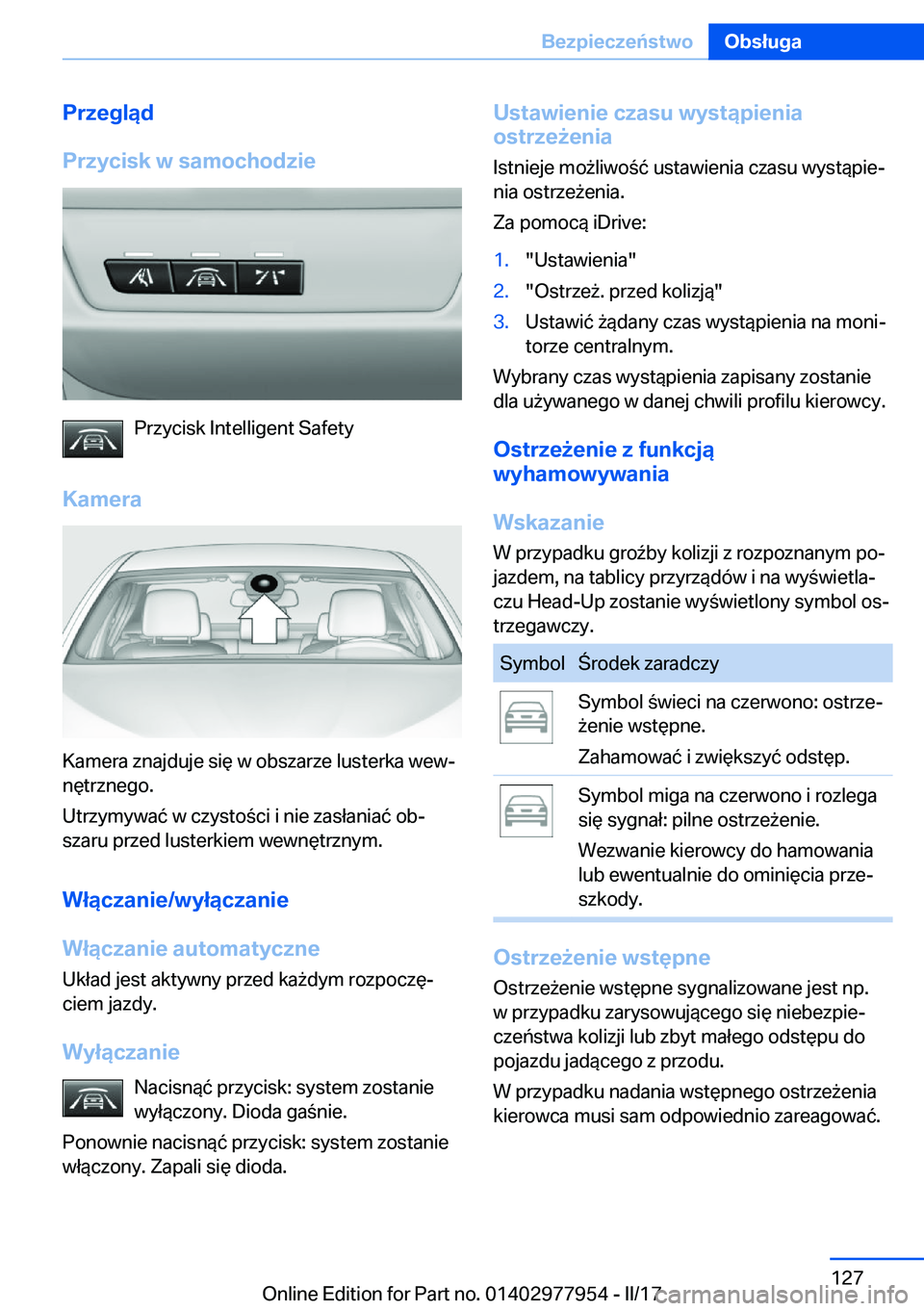 BMW 3 SERIES 2017  Instrukcja obsługi (in Polish) �P�r�z�e�g�l�