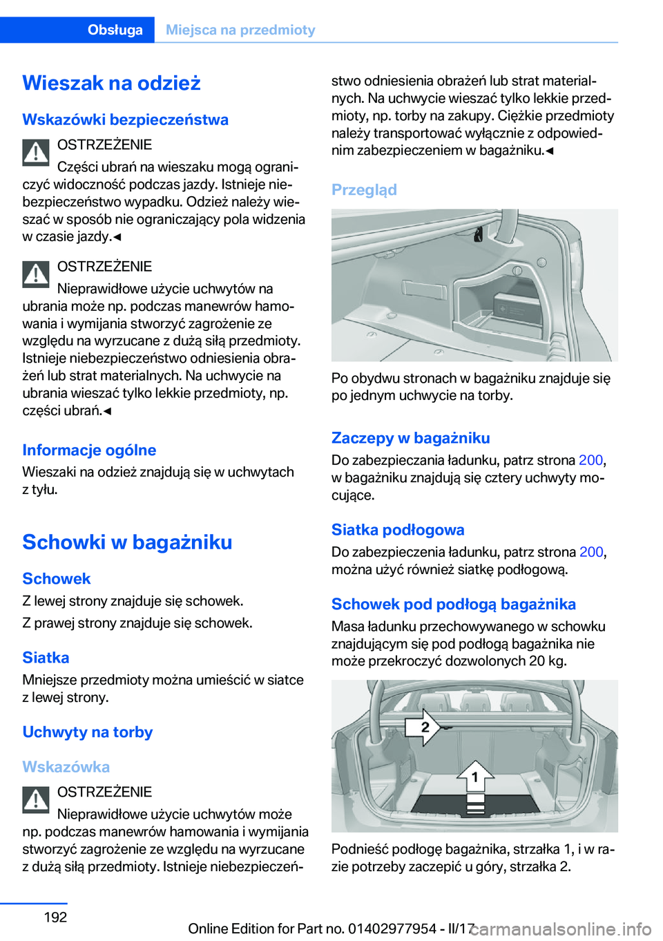 BMW 3 SERIES 2017  Instrukcja obsługi (in Polish) �W�i�e�s�z�a�k��n�a��o�d�z�i�e9
�W�s�k�a�z�