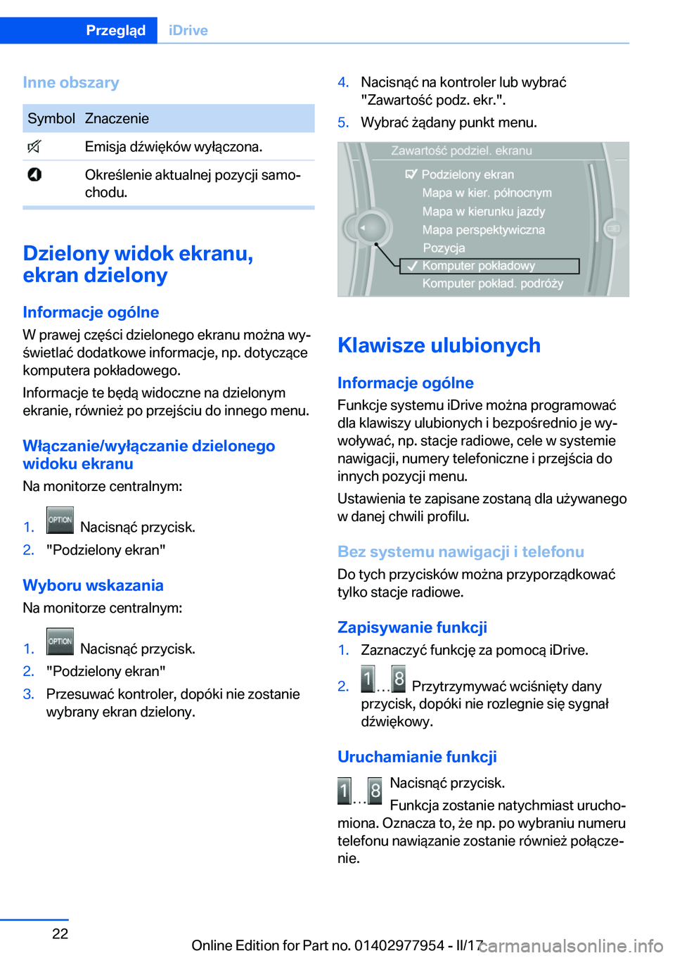BMW 3 SERIES 2017  Instrukcja obsługi (in Polish) �I�n�n�e��o�b�s�z�a�r�y�S�y�m�b�o�l�Z�n�a�c�z�e�n�i�e� �E�m�i�s�j�a� �d 7�w�i�