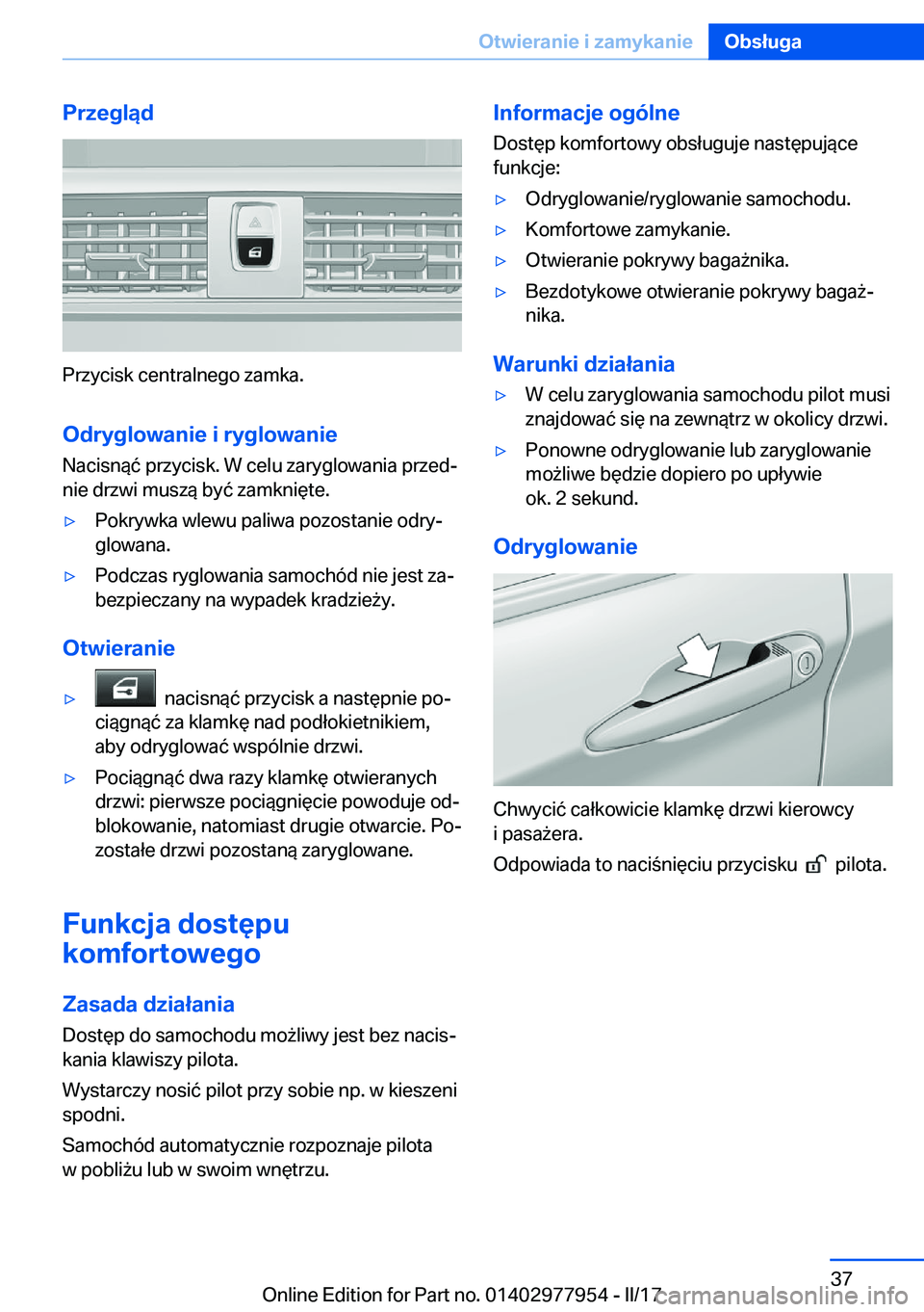 BMW 3 SERIES 2017  Instrukcja obsługi (in Polish) �P�r�z�e�g�l�