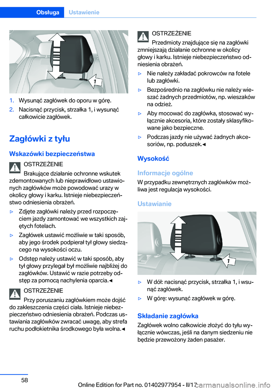 BMW 3 SERIES 2017  Instrukcja obsługi (in Polish) �1�.�W�y�s�u�n�