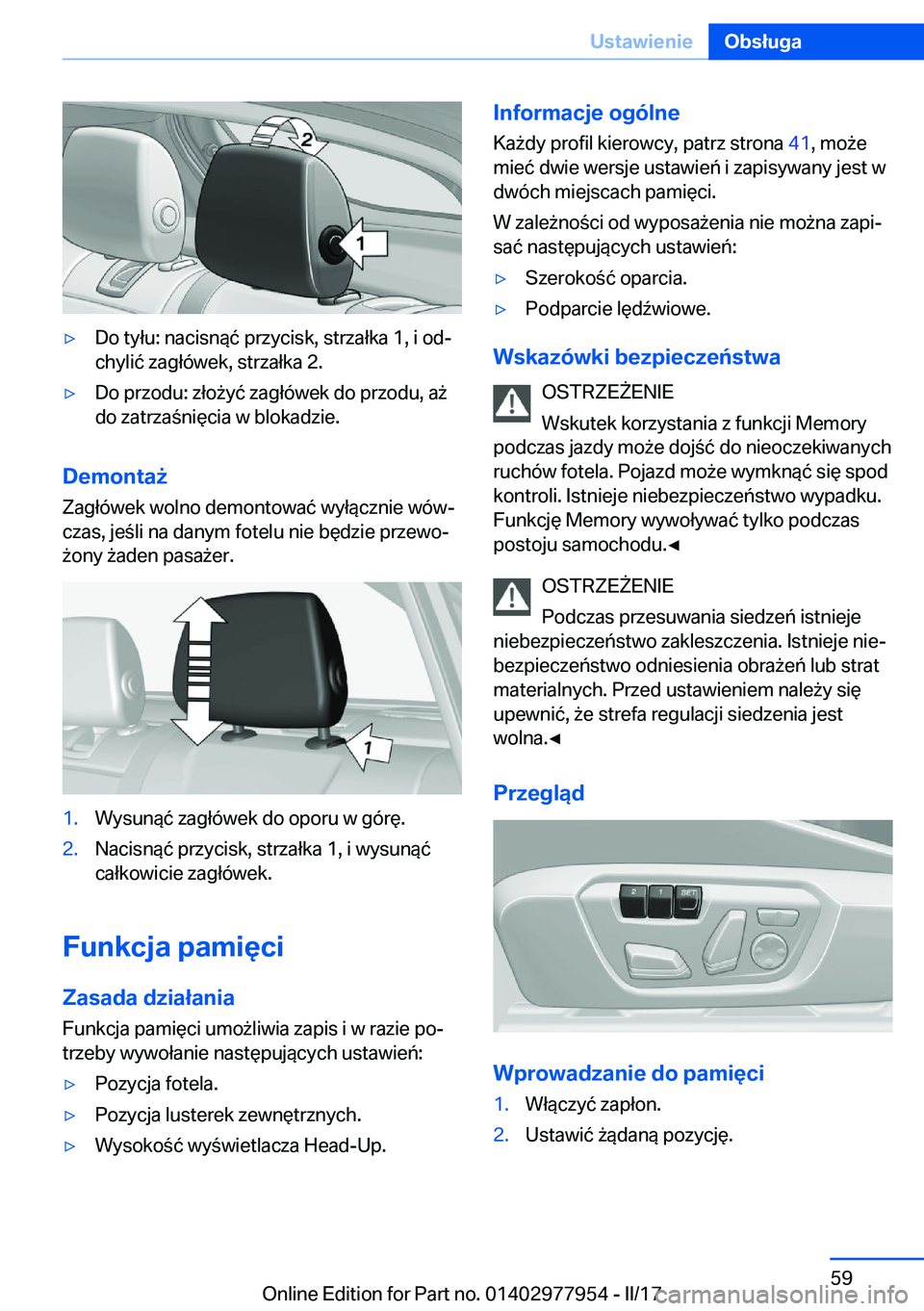 BMW 3 SERIES 2017  Instrukcja obsługi (in Polish) 'y�D�o� �t�y�ł�u�:� �n�a�c�i�s�n�