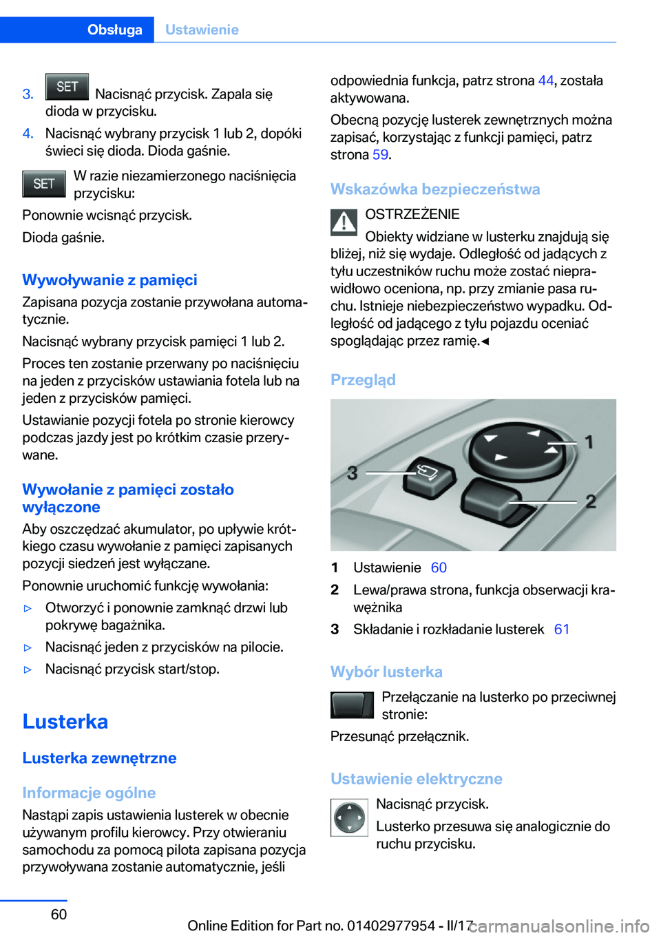 BMW 3 SERIES 2017  Instrukcja obsługi (in Polish) �3�.� � �N�a�c�i�s�n�