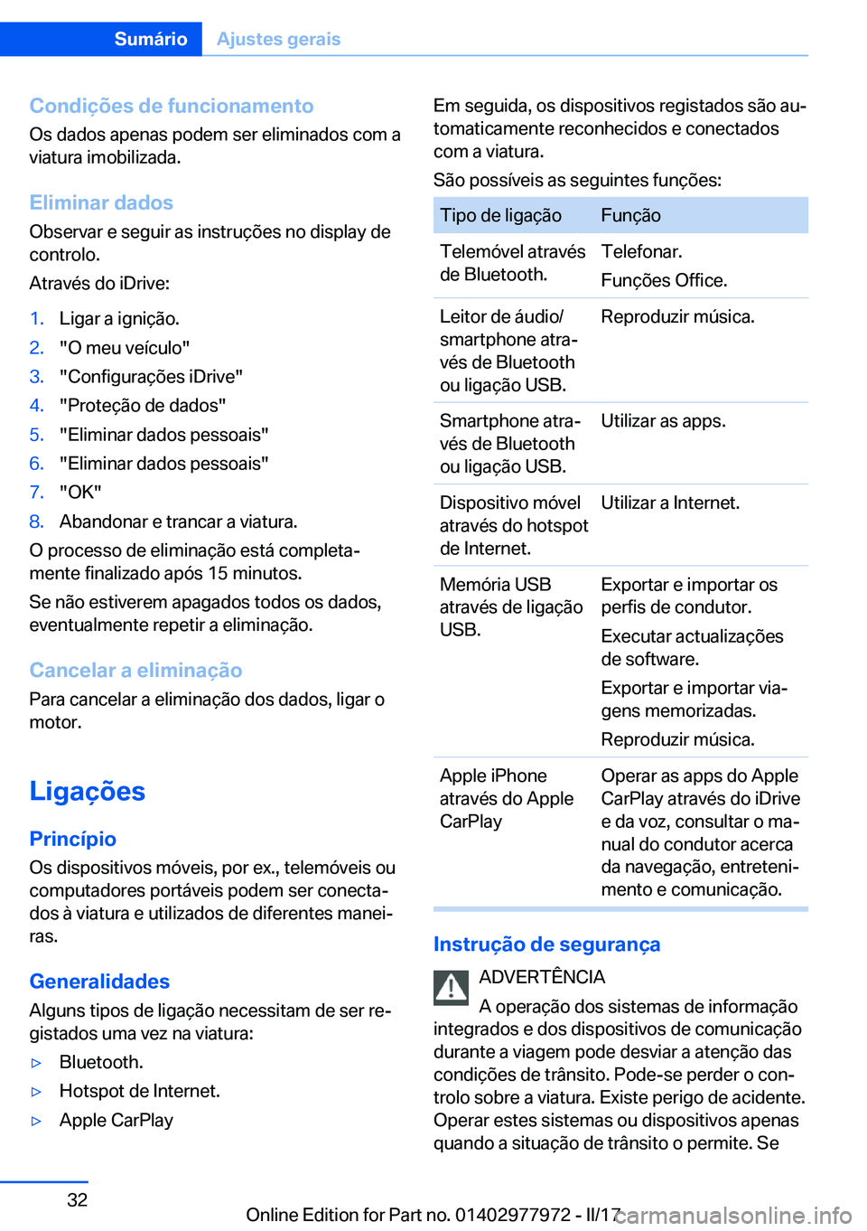 BMW 3 SERIES 2017  Manual do condutor (in Portuguese) �C�o�n�d�i�