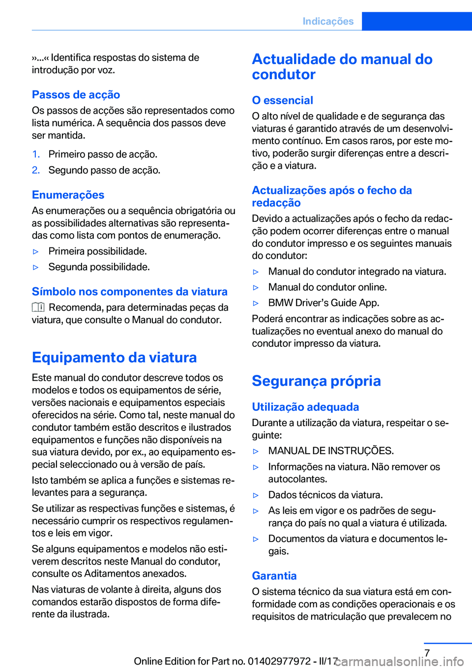 BMW 3 SERIES 2017  Manual do condutor (in Portuguese) 