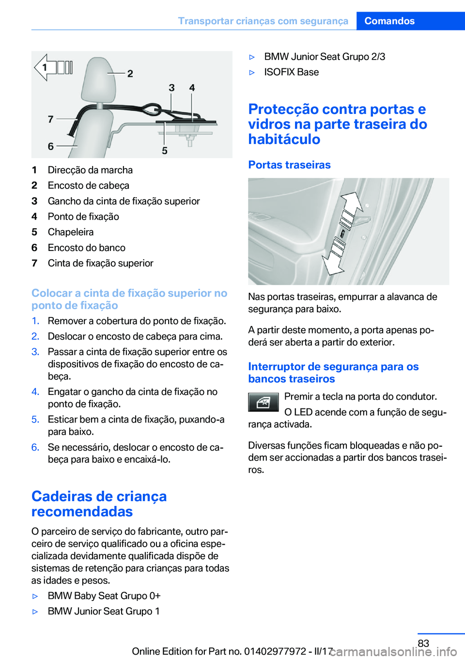 BMW 3 SERIES 2017  Manual do condutor (in Portuguese) �1�D�i�r�e�c�