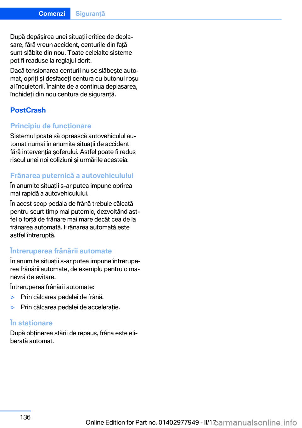 BMW 3 SERIES 2017  Ghiduri De Utilizare (in Romanian) �D�u�p�