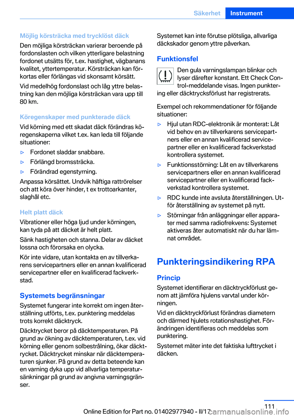 BMW 3 SERIES 2017  InstruktionsbÖcker (in Swedish) �M�
